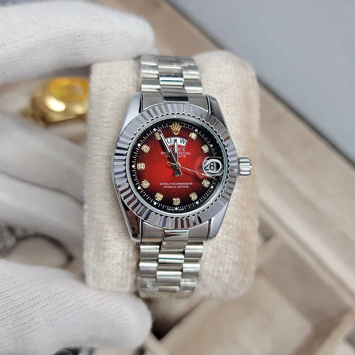 Rolex Day Date Silver (Red Dial)